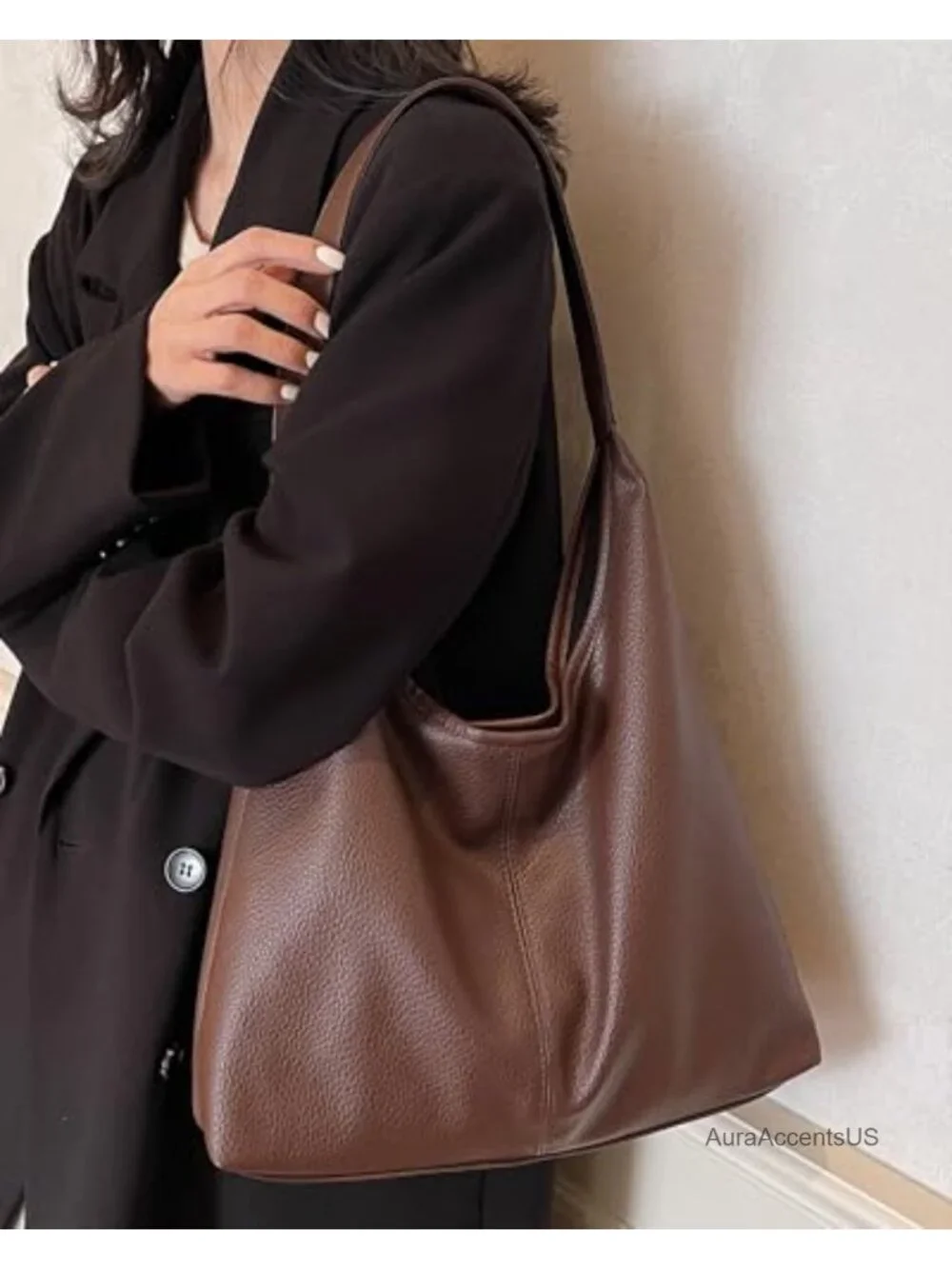 Faux Leather Hobo Shoulder Bag Tote Handbag